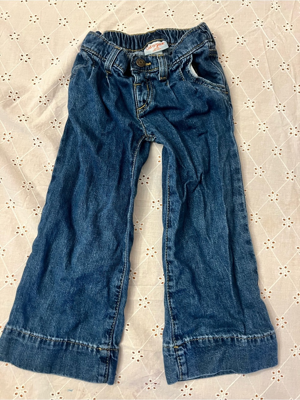 4T Wide leg Target Children's Blue Denim Jeans - Elastic Waist